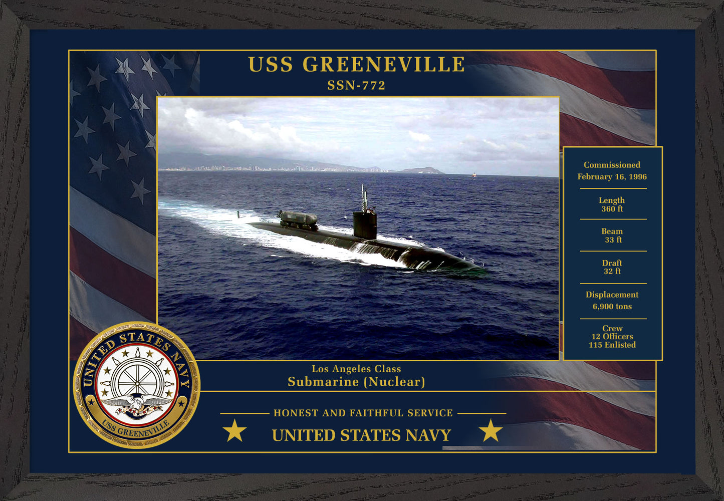 USS Greeneville SSN-772 Framed Patriotic Photo