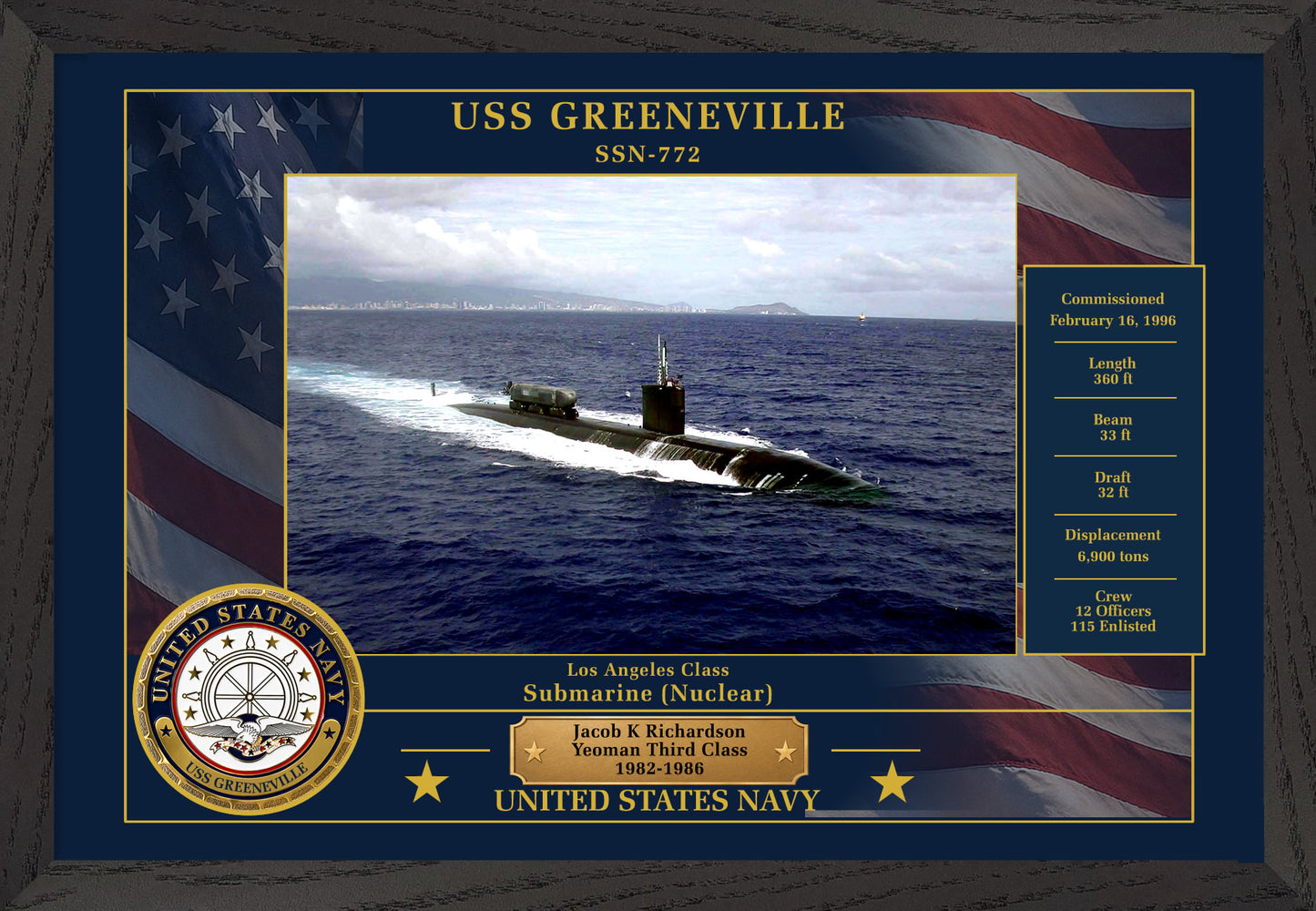 USS Greeneville SSN-772 Framed Patriotic Photo