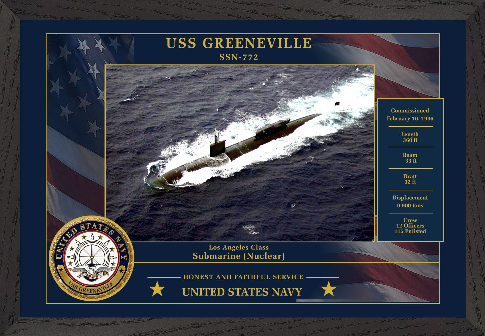 USS Greeneville SSN-772 Framed Patriotic Photo