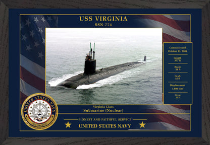 USS Virginia SSN-774 Framed Patriotic Photo