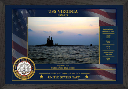 USS Virginia SSN-774 Framed Patriotic Photo