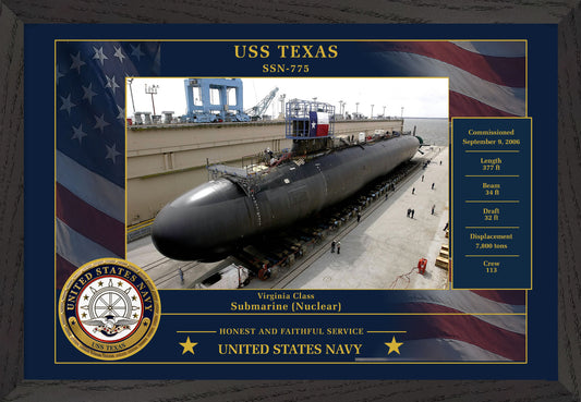 USS Texas SSN-775 Framed Patriotic Photo