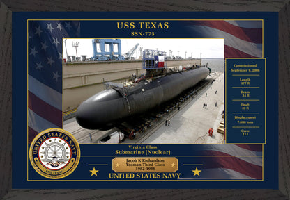 USS Texas SSN-775 Framed Patriotic Photo