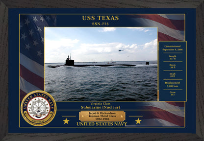 USS Texas SSN-775 Framed Patriotic Photo