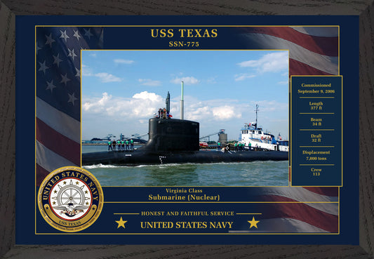 USS Texas SSN-775 Framed Patriotic Photo