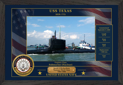 USS Texas SSN-775 Framed Patriotic Photo