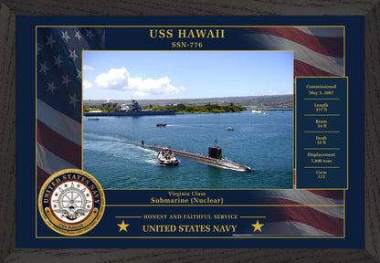 USS Hawaii SSN-776 Framed Patriotic Photo