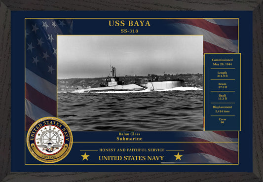USS Baya SS-318 Framed Patriotic Photo