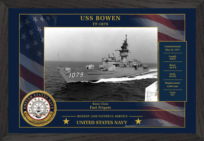 USS Bowen FF-1079 Framed Patriotic Photo