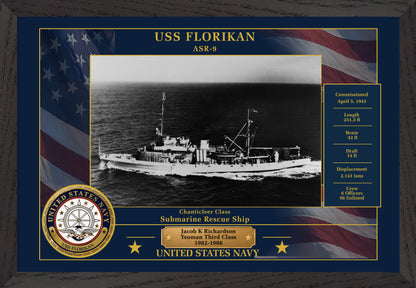 USS Florikan ASR-9 Framed Patriotic Photo