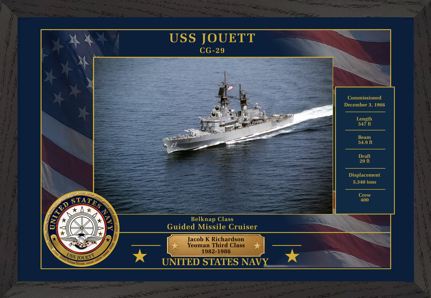 USS Jouett CG-29 Framed Patriotic Photo
