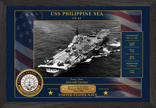 USS Philippine Sea CV-47 Framed Patriotic Photo