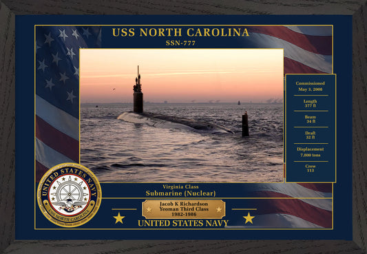 USS North Carolina SSN-777 Framed Patriotic Photo