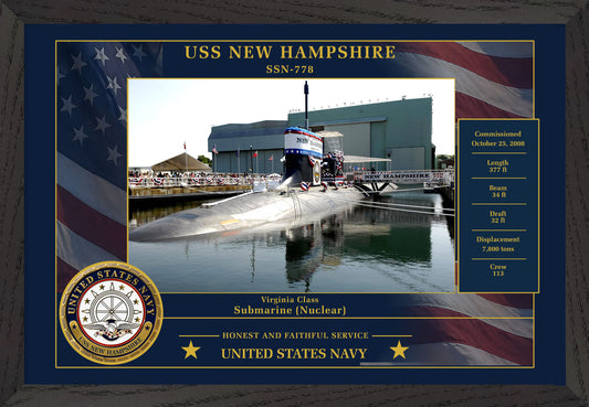USS New Hampshire SSN-778 Framed Patriotic Photo