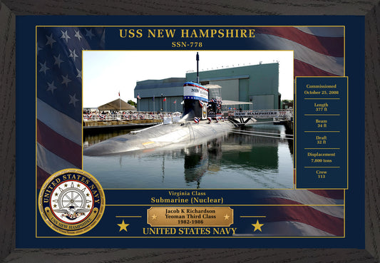 USS New Hampshire SSN-778 Framed Patriotic Photo