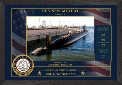 USS New Mexico SSN-779 Framed Patriotic Photo