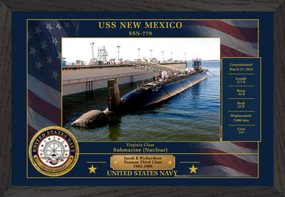 USS New Mexico SSN-779 Framed Patriotic Photo