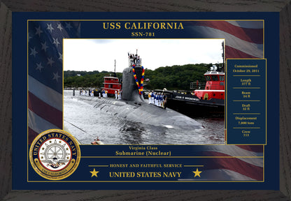 USS California SSN-781 Framed Patriotic Photo