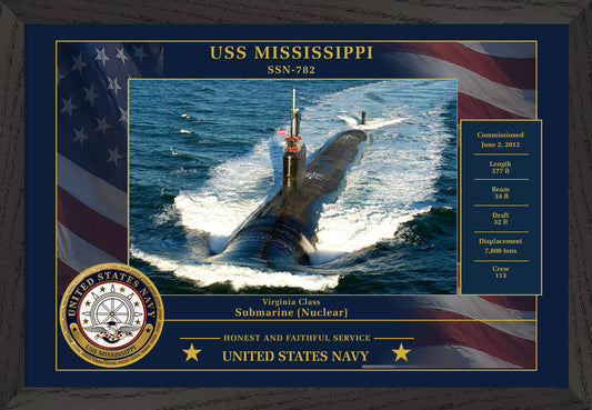 USS Mississippi SSN-782 Framed Patriotic Photo