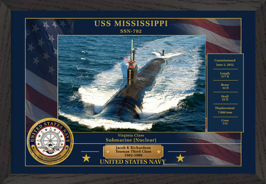 USS Mississippi SSN-782 Framed Patriotic Photo
