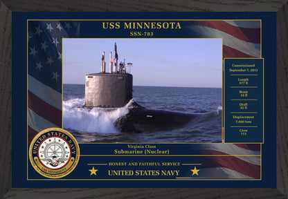 USS Minnesota SSN-783 Framed Patriotic Photo