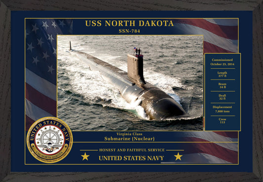 USS North Dakota SSN-784 Framed Patriotic Photo