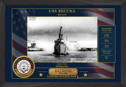 USS Becuna SS-319 Framed Patriotic Photo