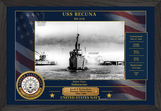 USS Becuna SS-319 Framed Patriotic Photo