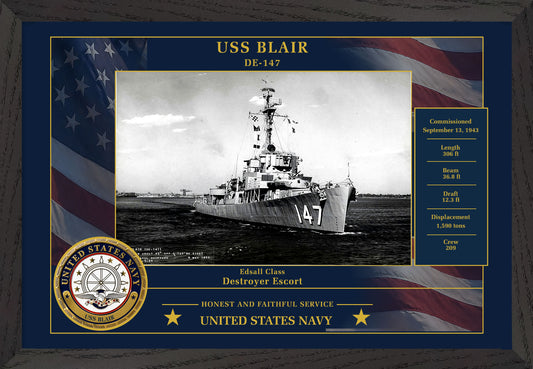 USS Blair DE-147 Framed Patriotic Photo