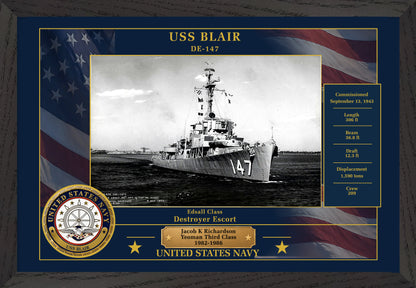 USS Blair DE-147 Framed Patriotic Photo