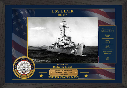 USS Blair DE-147 Framed Patriotic Photo