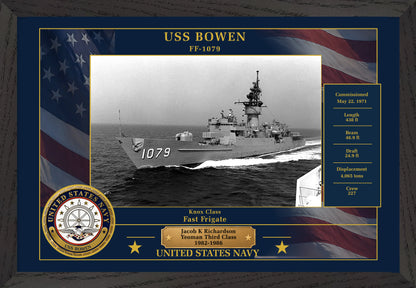 USS Bowen FF-1079 Framed Patriotic Photo