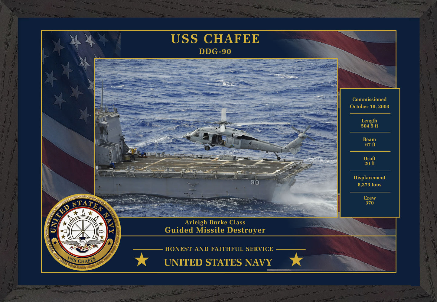 USS Chafee DDG-90 Framed Patriotic Photo