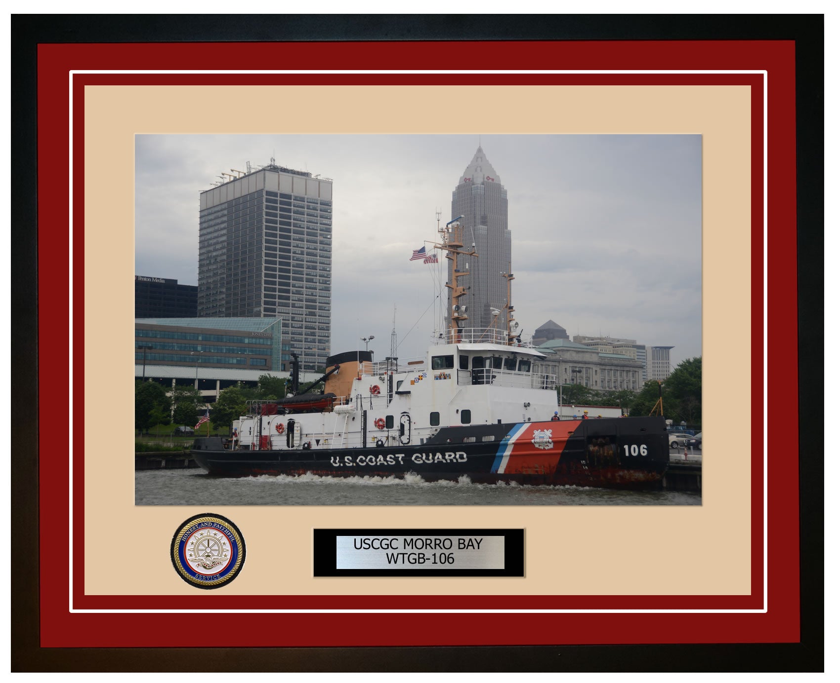 USCGC MORRO BAY WTGB 106 Framed Coast Guard Ship Photo Burgundy 76WTGB106