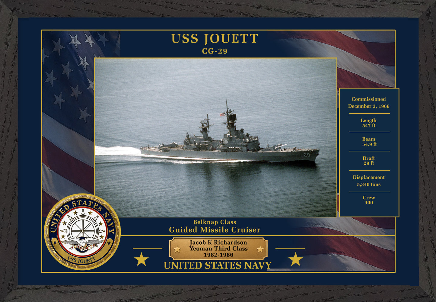USS Jouett CG-29 Framed Patriotic Photo