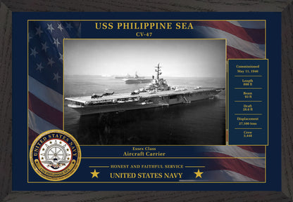 USS Philippine Sea CV-47 Framed Patriotic Photo