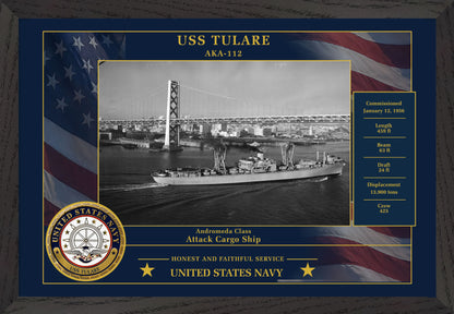 USS Tulare AKA-112 Framed Patriotic Photo