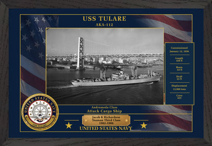 USS Tulare AKA-112 Framed Patriotic Photo