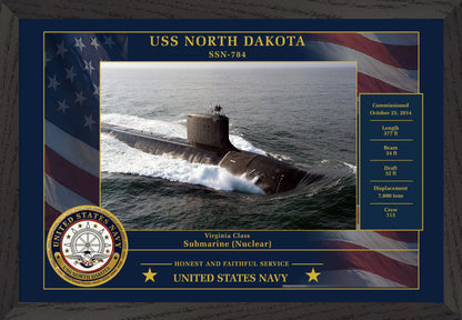 USS North Dakota SSN-784 Framed Patriotic Photo