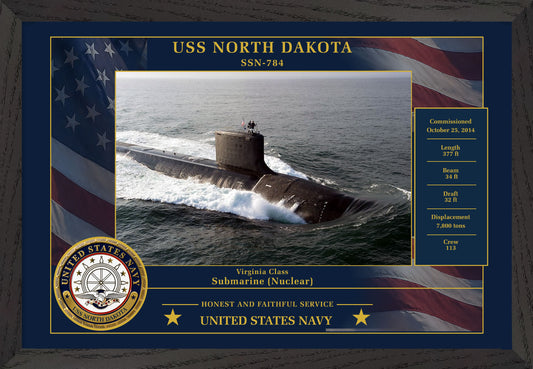 USS North Dakota SSN-784 Framed Patriotic Photo