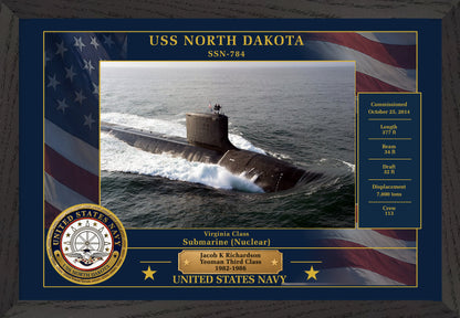 USS North Dakota SSN-784 Framed Patriotic Photo