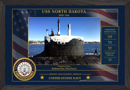 USS North Dakota SSN-784 Framed Patriotic Photo