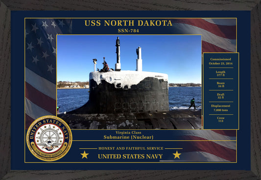 USS North Dakota SSN-784 Framed Patriotic Photo