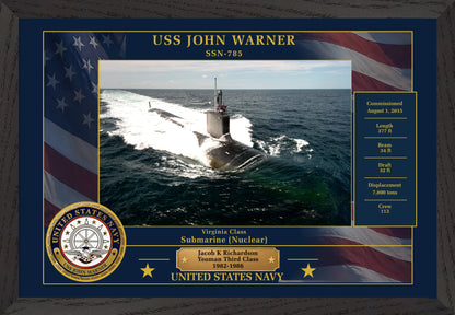 USS John Warner SSN-785 Framed Patriotic Photo