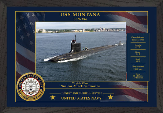 USS Montana SSN-794 Framed Patriotic Photo