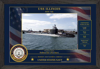 USS Illinois SSN-786 Framed Patriotic Photo