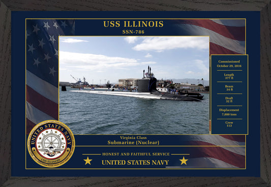 USS Illinois SSN-786 Framed Patriotic Photo