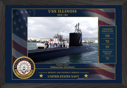 USS Illinois SSN-786 Framed Patriotic Photo