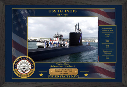 USS Illinois SSN-786 Framed Patriotic Photo