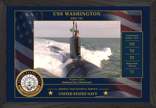 USS Washington SSN-787 Framed Patriotic Photo